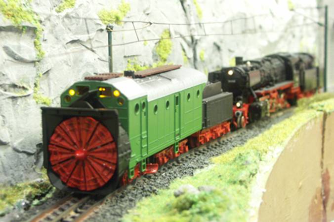 Rotary Snowplow on the tracks pushed by engine 50