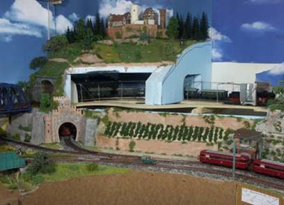 Motzberg hill with opened maintenance window for accessing the tracks inside