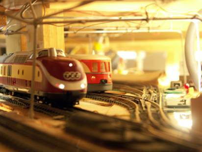Staging yard Zwiebelsbach with two Diesel flyesr VT 137 and Vt 11.5